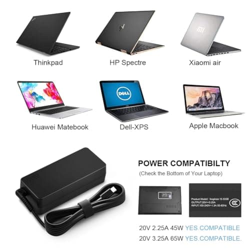 Charger Compatible with Lenovo Laptop Computer 65W 45W USB C Fast Power Adapter — view 4