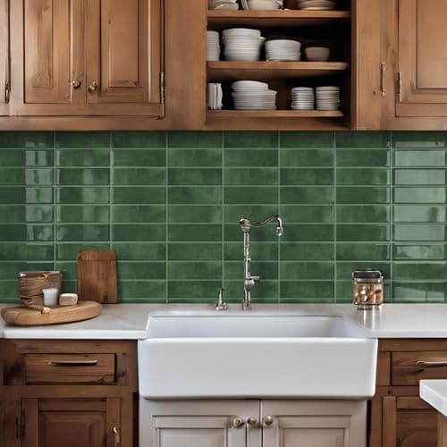 DEWOO Green Peel and Stick Backsplash Self Adhesive Wall Tiles 10-Sheet — view 3