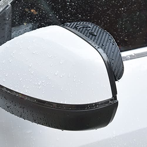 Blilo 2PCS Smoke Visor Guards for Car Side Mirrors - Waterproof Carbon Fiber Auto Rain Eyebrows for Cars, Trucks and SUVs - Universal Fit (Black) — view 6