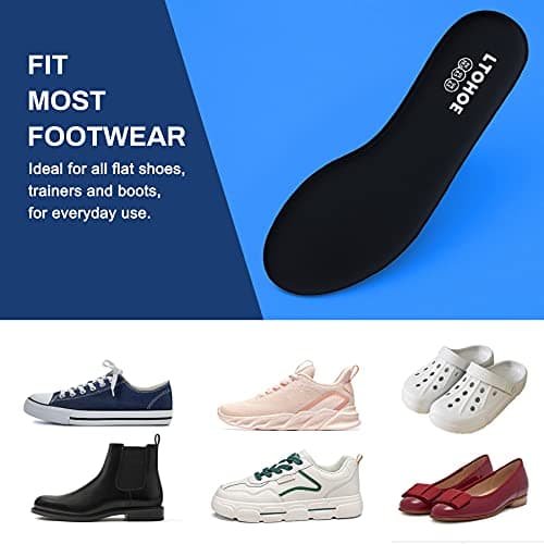 Memory Foam Insoles for Women, Replacement Shoe Inserts for Work Boot, Running Shoes, Hiking Shoes, Sneaker, Cushion Shoe Insoles for Foot Pain Relief, Comfort Inner Soles 6mm Black US 7 — view 5