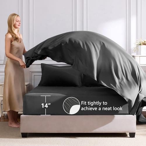 CozyLux Queen Comforter Set Dark Grey - Bed in a Bag Queen Size 7 Pieces, Luxury Soft Bed Set for All Seasons, Bedding Set with Comforter, Sheets, Pillowcases & Shams, Dark Gray, Queen — view 4