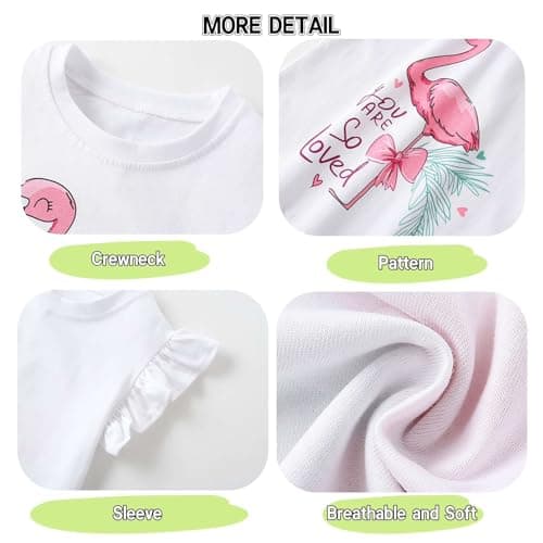 Winzik Girls Shirts Toddler Girl Short Sleeve T Shirt Kids Unicorn Flamingo Tee Tops Summer Clothes 18M-7Y(3-4T, Ladybird Flamingo Unicorn) — view 5