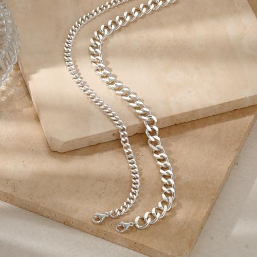 Tewiky Chunky Ankle Bracelets for Women,Dainty Layered Waterproof Anklet for Women Adjustable Cuban Set Stackable Cute Summer Beach Jewelry Gift — view 3