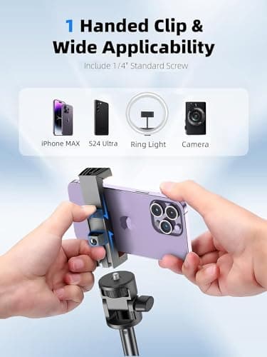 Kaiess 62" Phone Tripod, Selfie Stick Tripod & Phone Tripod Stand with Remote, Cell Phone Tripod for iPhone, Extendable Travel Tripod Compatible with iPhone/Android/Camera — view 4