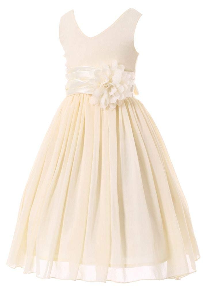 HAPPY ROSE Junior Bridesmaids V-Neckline Chiffon Flower Girl Dress — view 3