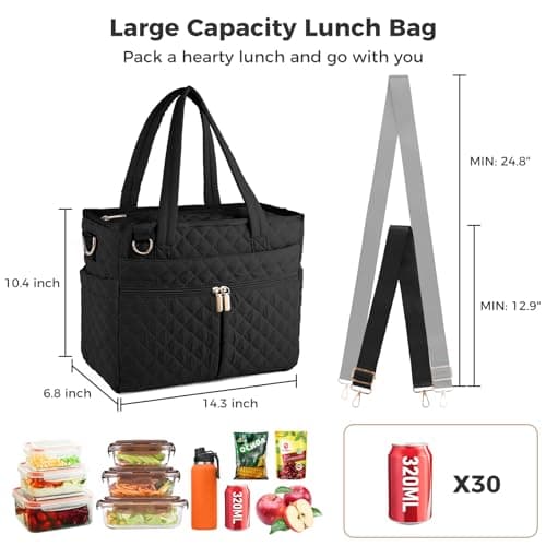 Extra-Large Lunch Bag, Lunch Box Insulated for Women Tote Bag, Soft Cooler Bag for Work Outdoor Picnic Trips — view 2
