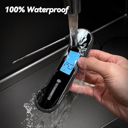 0.5 Sec Instant Read Meat Thermometer Digital with ±0.5℉ Precision, Food Thermometer for Cooking Kitchen Gadgets, Oven Grill Candy BBQ Essentials Accessories, Gifts for Him Dad Men Birthday, Black — view 4