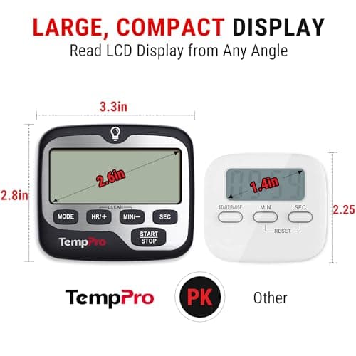 TempPro TM01 Kitchen Timers for Cooking with Count Up Countdown Timer, Digital Timer for Kids Students with Touch Backlight, Study Timers for Classroom Teacher Supplies(Previously ThermoPro) — view 5