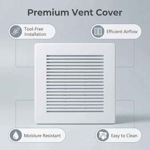 Sandbilder Bathroom Vent Fan Cover, Ceiling Fan Cover, Bathroom Exhaust Cover, Exhaust Fan Cover, Bath Fan Grill Replacement (9.6 x 9.6 Inches) — view 3