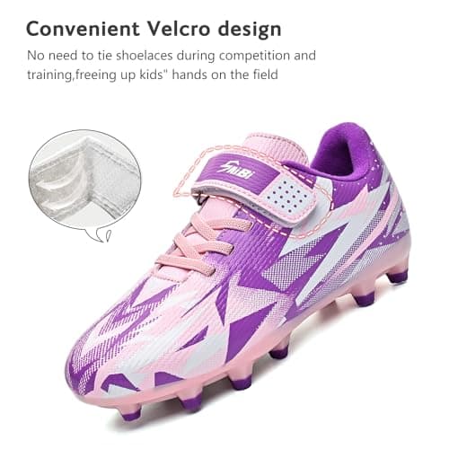 Irtaru Boys Girls Soccer Cleats Kids Soccer Shoes for Little/Big Kid Outdoor Indoor Firm Trainning Ground Athletic 10 Toddler Pink — view 4