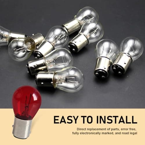 Zikefest 10PCS 1157 Bulb, Tail High and Low Brake Light Bulb, P21/5W S25 2057 2357 7528 BAY15D Light Bulb, Turn Signal Light Bulb Replacement, Universal Halogen Brake Tail Light Parking Light (Red) — view 4