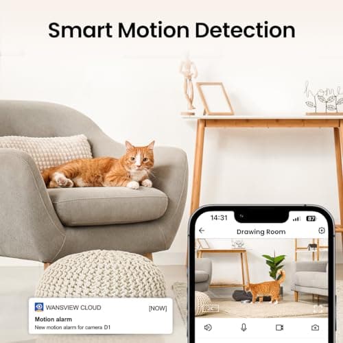 Cinnado Security Camera Indoor-2K 360° WiFi Cameras for Home Security，Pet/Dog/Baby Camera with Phone app, 2-Way Audio, Night Vision, 24/7 SD Card Storage, Works with Alexa & Google Home (2.4Ghz)-D1 — view 7