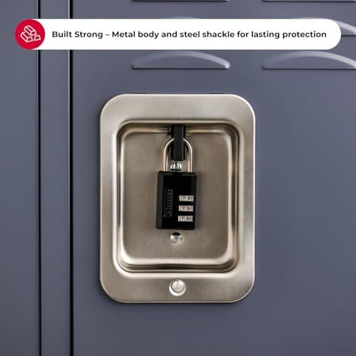 Master Lock Black Combination Padlock, Indoor Gym Locker Lock with Customizable 3-Digit Code for Luggage, Backpacks, Cabinets, 647BLKEC — view 3