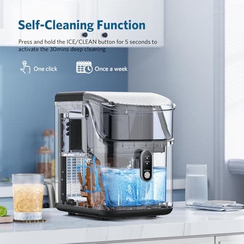 COWSAR Nugget Ice Makers Countertop Soft Chewable Pellet Ice Machine with Auto-Cleaning Function, 34Lbs/24H, Portable Ice Makers for Kitchen, Office, Home,Silver — view 2