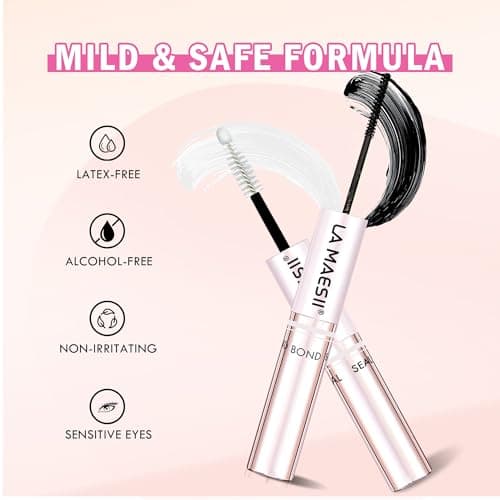 Lash Bond and Seal Waterproof, Cluster Lash Glue Bond and Seal Lash Glue, Strong Hold 72h for Eyelash Clusters, Latex Free Sensitive Eyes Available 10ML (Pack of 2) — view 4