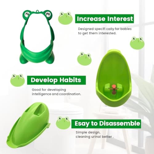 Frog Pee Training,Cute Potty Training Urinal for Boys with Funny Aiming Target,Green Urinals for Toddler Boy — view 3