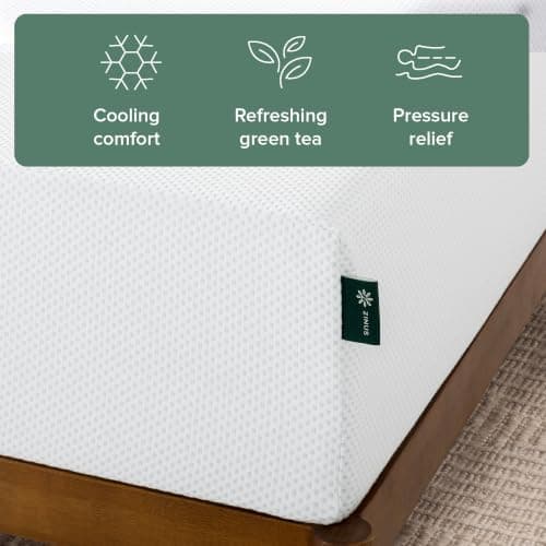 Zinus Queen Mattress - 10 Inch Green Tea Cooling Gel Memory Foam Mattress, Pressure Relief, for Cool Sleep, CertiPUR-US Certified Foam, Mattress in a Box, 10-Year Warranty, Queen Size — view 3