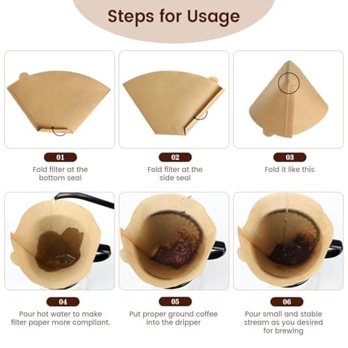 100 Count Cone Coffee Filters #2, Clinuse Unbleached Size 02 Coffee Filter 2-6 Cup, Disposable Natural Paper Filters, 02 Cone Filters for Pour Over and Drip Coffee Maker — view 3