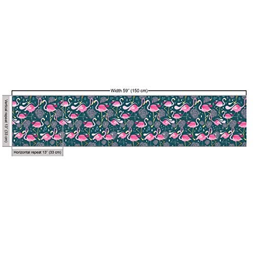 Ambesonne Flamingos Fabric by The Yard, Exotic Bird Pattern with Flowers Hearts and Raindrops Tropical, Decorative Fabric for Upholstery and Home Accents, 1 Yard, Green and Pink — view 2