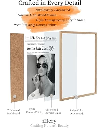 iHery 12x16in Audrey Hepburn Better Late Than Ugly Framed Bathroom Art — view 2