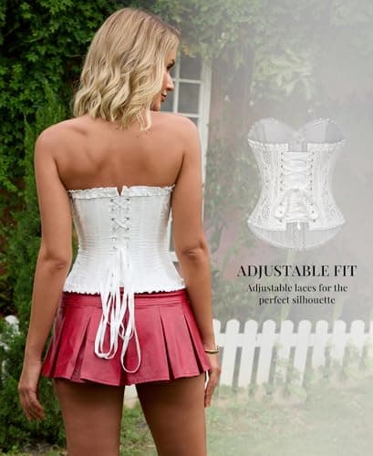 SZIVYSHI 14-Bone Overbust Corset Top - White - Small — view 7