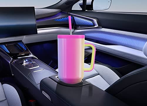Meoky 40 oz Tumbler with Straw and Lid: 100% Leakproof Insulated Tumbler with Handle - Stainless Steel Water Bottle with Straw for Car Road Trips - Travelers Drivers Workers, Carnival — view 6