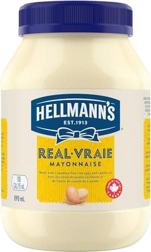 Hellmann's Real Mayonnaise ideal with fries burgers and salads made with Canadian free-run eggs and canola oil, 890 ml (Pack of 1)