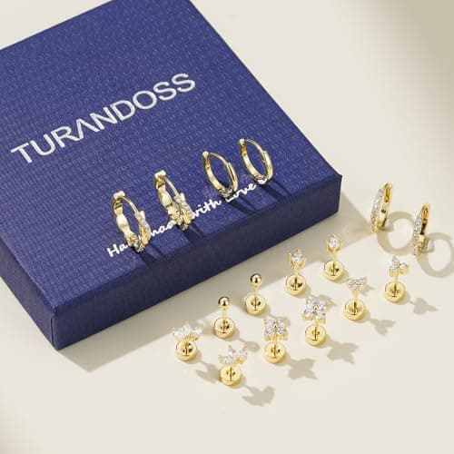 Turandoss 8 airs Gold Hoop Earrings for Women Trendy — view 6
