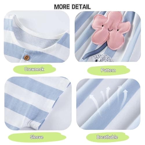 Winzik Girls Dress, Toddler Summer Short Sleeve Cotton Casual Dresses Clothes 18M-7Y(5-6 Years, Stripe Floral) — view 4