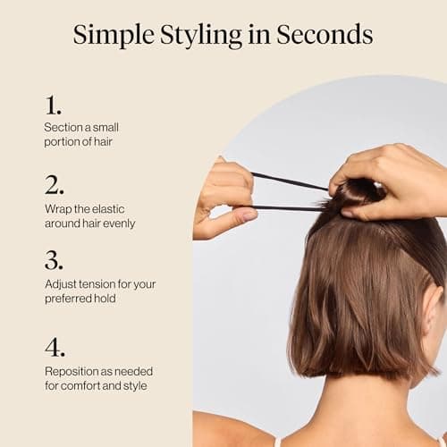 Kitsch Seamless Hair Ties No Damage - Stretchable Hair Bands for Strong All-Day Hold, Ponytail Holders | Hair Accessories for Girls - Black 8 Pcs — view 6