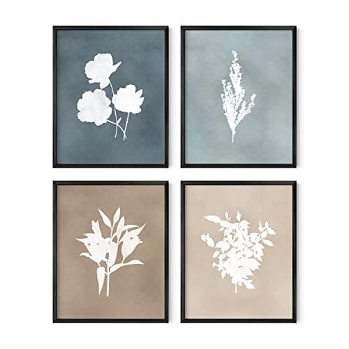 HAUS AND HUES Floral Wall Art - Set of 4 Plant Posters for Wall Vintage, Botanical Prints, Flower Pictures for Room Aesthetic, Vintage Art Prints, Flower Wall Art (Unframed, 8x10)