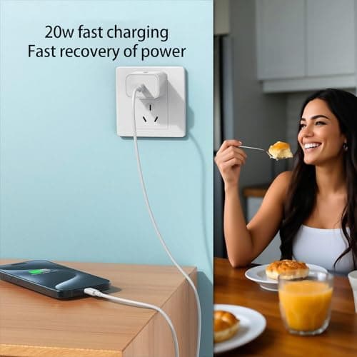 10ft Cable for Apple iPhone 16 15 Pro Max Charger Fast Charging iPad AirPods 4 (USB-C), 20w Type C Blcok 10-ft Long USB C to C Cord White 1Pack — view 3