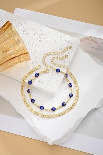 17KM 21PCS Gold Ankle Bracelets for Women, Boho Shell Bead Cuban Link Chain Waterproof Gold Anklets Set, Adjustable Layered Anklets for Women Beach Jewelry Gift — view 6