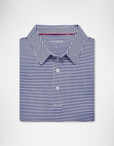 G Gradual Mens Golf Shirt Dry Fit Moisture Wicking Performance Short Sleeve Striped Polo Shirts for Men Dressy Casual (Navy Blue Stripe, XL) — view 3
