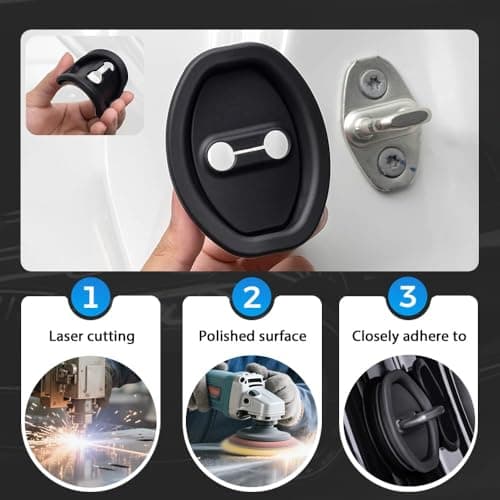 Universal Car Silicone Door Latch Protective Cover, Easy Install Car Decorations, Protects Door Latches for All Vehicles, Essential Doors Strike Protector (Black 4pcs) — view 2