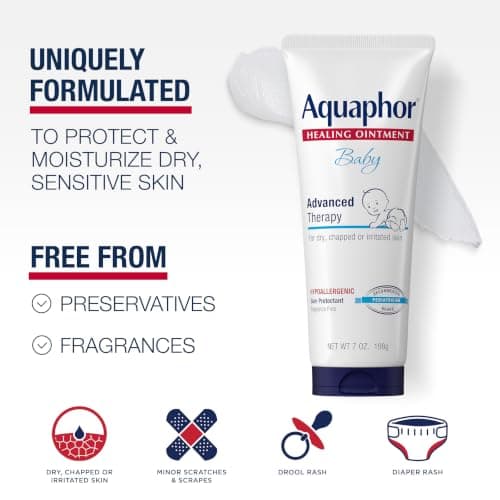 Aquaphor Baby Healing Ointment for Diaper Rash and More, 7 OZ