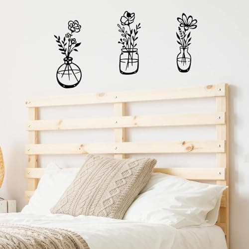 3 PCS Black Metal Flowers Wall Decor Grandma Mothers Day Gift Birthday Gifts for Women Wall Art Metal Wall Sculptures Hanging for Indoor Kitchen Bathroom Bedroom living room 14.56x5.9 inches — view 6