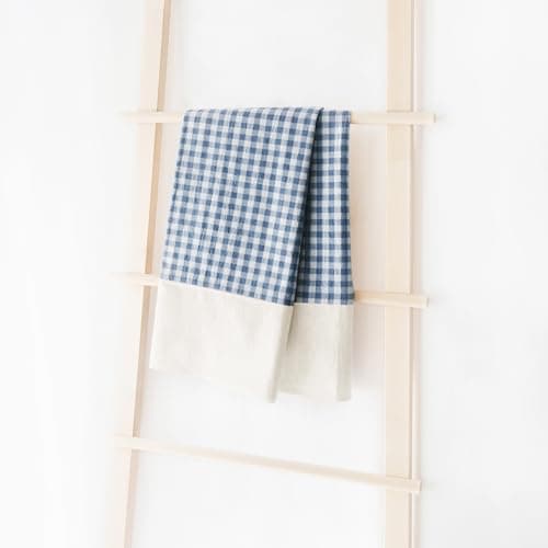 MONDAY MOOSE Gingham Checkered Farmhouse Rustic Picnic Style Decoration Rectangle Natural Stonewashed Cotton Tablecloth for Kitchen, Dining Room, Restaurant (55x70 inch, Blue/White) — view 8