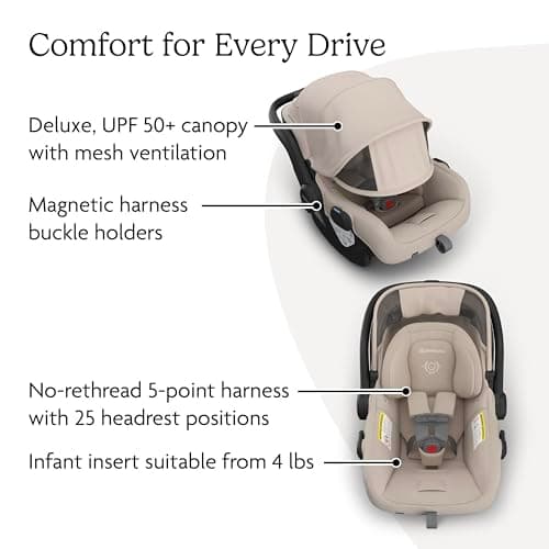 UPPAbaby Mesa V3 Infant Car Seat - Easy Installation + SmartSecure Technology - Attaches to Stroller | Base + Infant Insert Included - Ada (Sandstone) — view 3