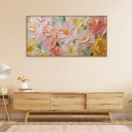 CHDITB Floral Wall Art, 20" X40” Large Watercolor Flower Textured Oil Painting, Modern Wildflower Wall Decor, Framed Canvas Flowers Artwork for Living Room Bedroom Office Girl Room Decoration — view 4