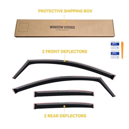 in-Channel Rain Guards for 2020-2026 Toyota Corolla Sedan, Window Visor Shields Vent Deflector Shade Wind Dark Smoke 2021 2022 2023 2024 20 21 22 23 24 25, Tape-On Outside-Mount, 4PCS — view 6