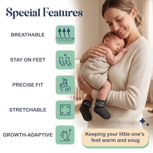 Mother's Choice Organic Cotton Baby Socks 0–6 Months, 12 Pairs Newborn & Infant Socks Soft Hypoallergenic Breathable Gentle On Delicate Skin Stretch Fit Comfortable Daily Essentials For Little Ones — view 4
