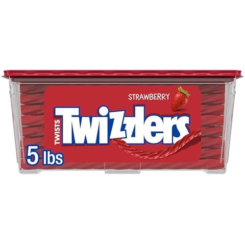 TWIZZLERS Twists Strawberry Flavored Licorice Style, Chewy Holiday Candy Tub, 5 lb