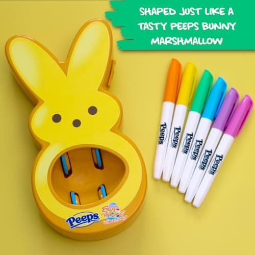 The Eggmazing Egg Decorator - Peeps Bunny - Arts and Craft Set Includes 6 Colorful Quick Drying, Non-Toxic Markers (Yellow), Ages 3 and Up