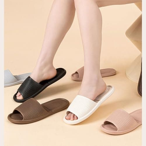 LUNASCULP Shower Shoes Travel Foldable Portable Non Slip Slippers for Hotel Guests Swimming Spa Unisex Men Women Lightweight EVA Bathroom Slides Quick Drying Water Resistant Footwear — view 2