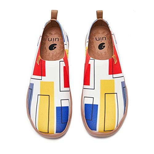 UIN Men's Loafers Lightweight Knitted Sneakers Walking Casual Slip Ons Funny Style Art Painted Travel Shoes Color Cubes (11.5)