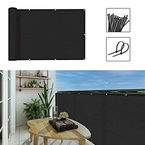 GardenLux 3'x20'Balcony Privacy Screen Cover Fence Cover UV Protection Weatherproof Windscreen Heavy Duty for Patio, Backyard,Black — view 6