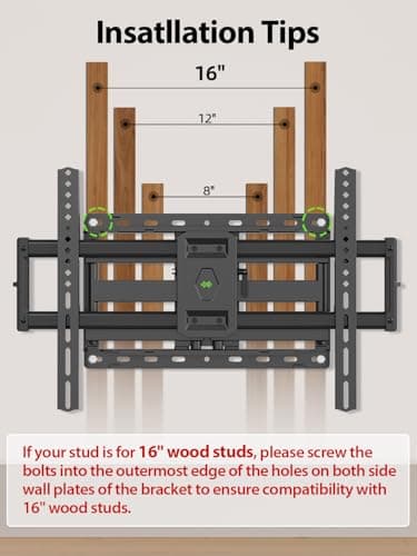 USX Mount Full Motion TV Wall Mount for Most 42-90 inch Flat Screen/LED/4K, TV Mount Bracket Dual Swivel Articulating Tilt 6 Arms, Max 16" Wood Studs, VESA 600x400mm, Holds up to 132lbs — view 4