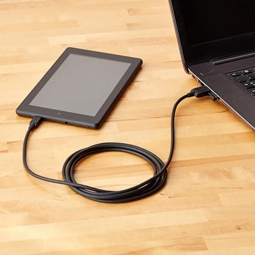 Amazon Basics USB-A to Micro USB Charging Cable, 480Mbps Data Transfer Speed, Gold-Plated Plugs, Compatible with Android Phones and Tablets, 6 Foot, Black — view 5