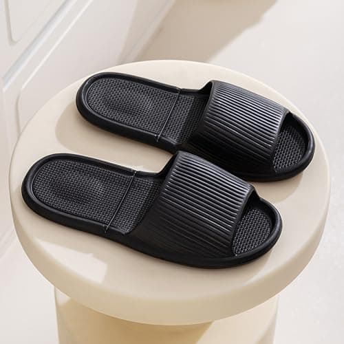 LUNASCULP Shower Shoes Travel Foldable Portable Non Slip Slippers for Hotel Guests Swimming Spa Unisex Men Women Lightweight EVA Bathroom Slides Quick Drying Water Resistant Footwear — view 5